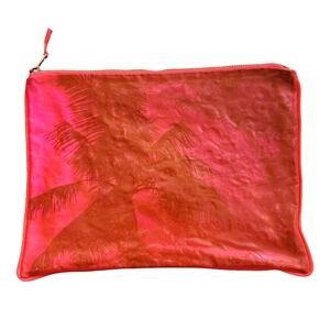 Dezso Tropical Palm Print Pouch Plastic Fabric Leather